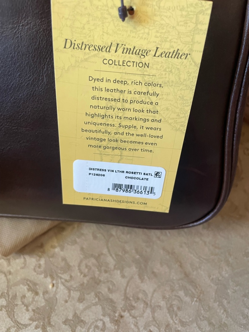 NWT! Patricia Nash Chocolate Brown Distressed Leather Rosetti Satchel - Picture 4 of 4